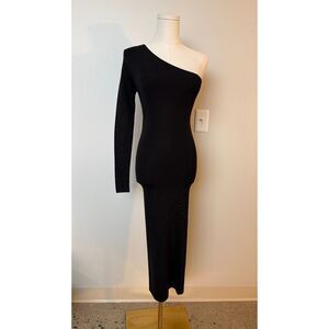 ZARA Black One-Shoulder Bodycon Midi Dress – Size Small
